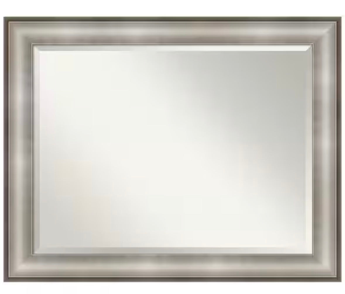 Imperial 33 in. x 27 in. Modern Rectangle Framed Silver Bathroom Vanity Mirror