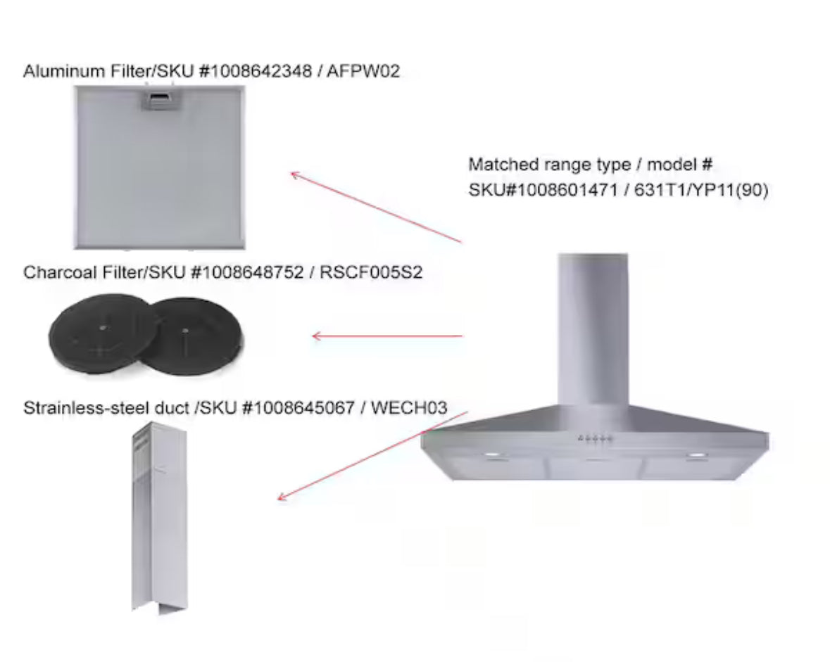 Siena 36 in. 350CFM Convertible Pyramid Wall Mount Range Hood in Stainless Steel with Charcoal Filters and LED Lighting