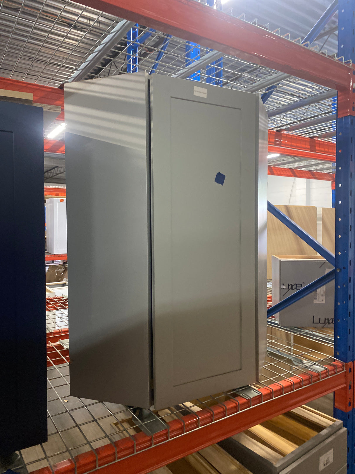 Cambridge Gray Shaker Assembled Corner Wall Cabinet with 1 Soft Close Door (24 in. W x 12.5 in. D x 42 in. H)