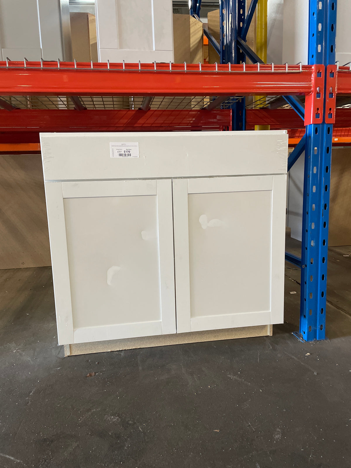 Westfield Feather White Assembled Sink Base Kitchen Cabinet (36 in. W x 23.75 in. D x 35 in. H)