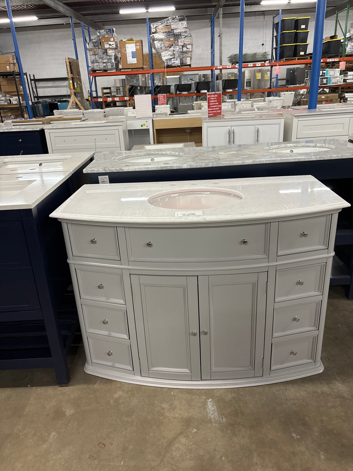 Hampton Harbor 45 in. W x 22 in. D Bath Vanity in Dove Grey with Natural Marble Vanity Top in White