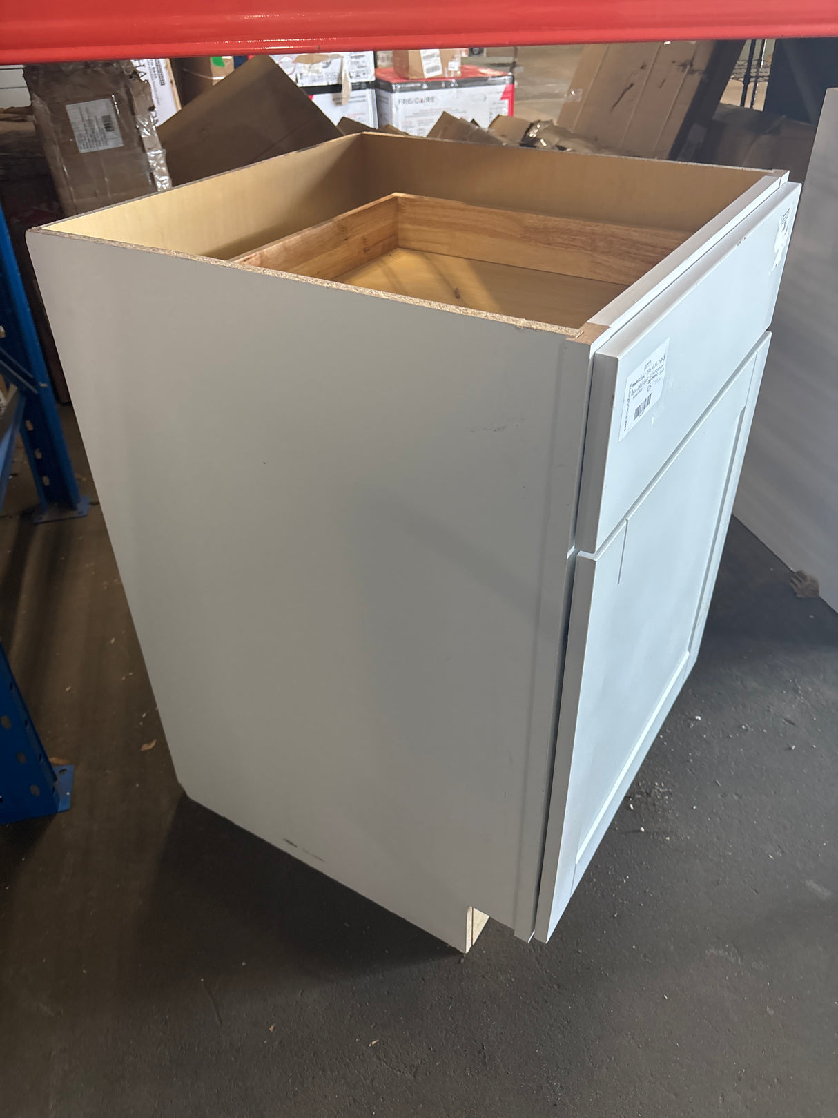 Shaker Satin White Stock Assembled Base Kitchen Cabinet with Ball-Bearing Drawer Glides (24 in. x 34.5 in. x 24 in.)