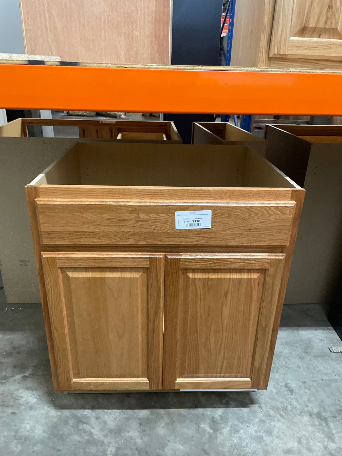 Hampton 30 in. W x 24 in. D x 34.5 in. H Assembled Sink Base Kitchen Cabinet in Medium Oak