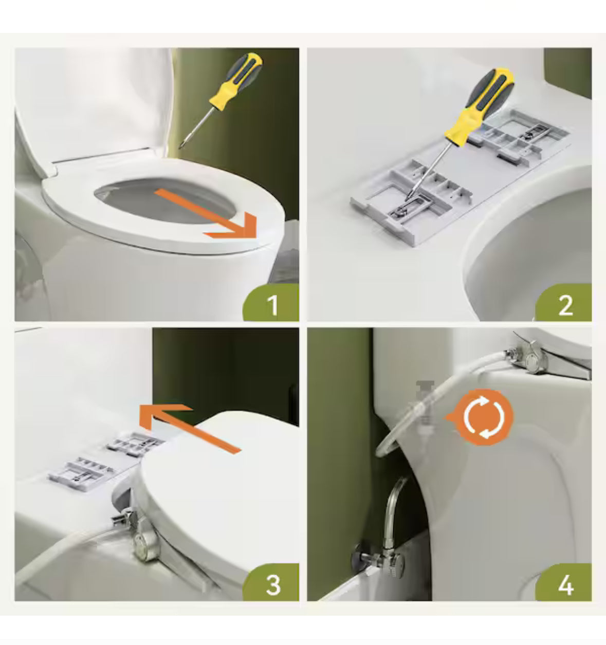 Non-Electric Bidet Seat for Elongated Toilets with Front and Rear Wash, Adjustable Water Pressure in White
