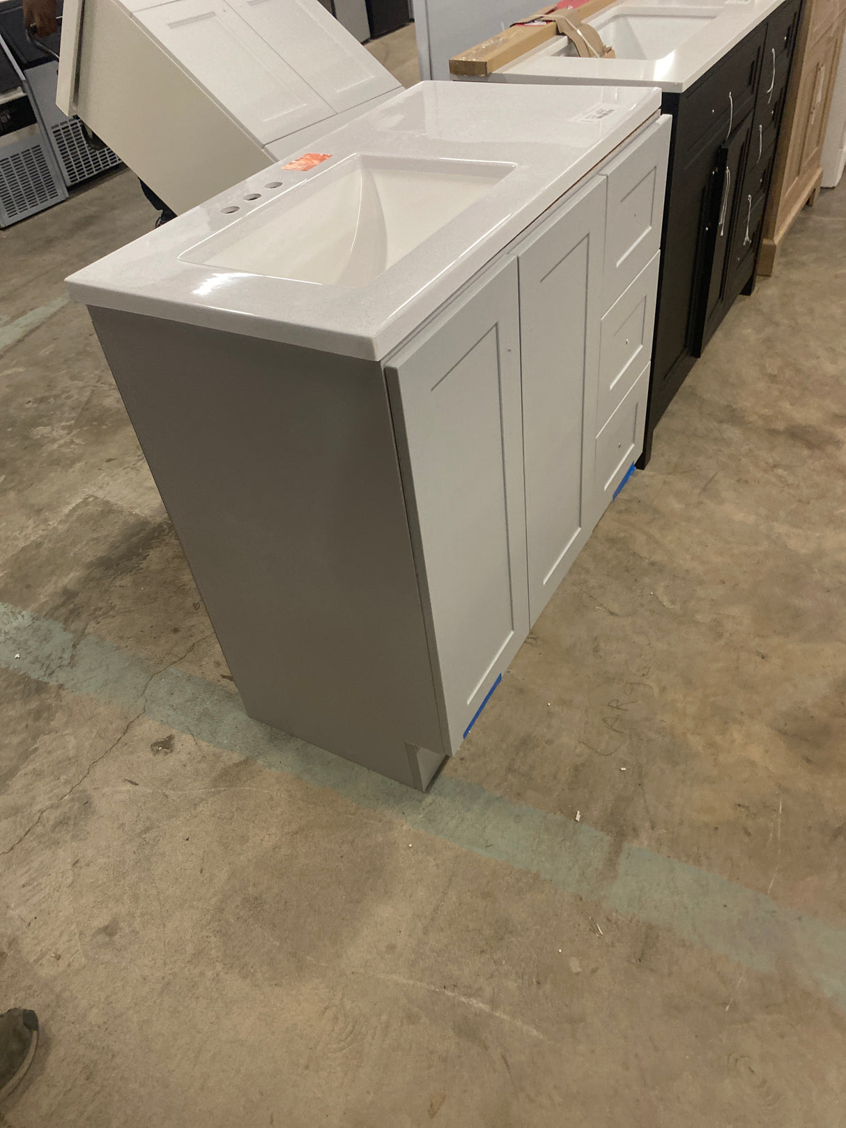 Bannister 37 in. W x 19 in. D x 35 in. H Single Sink Bath Vanity in Pearl Gray with White Cultured Marble Top