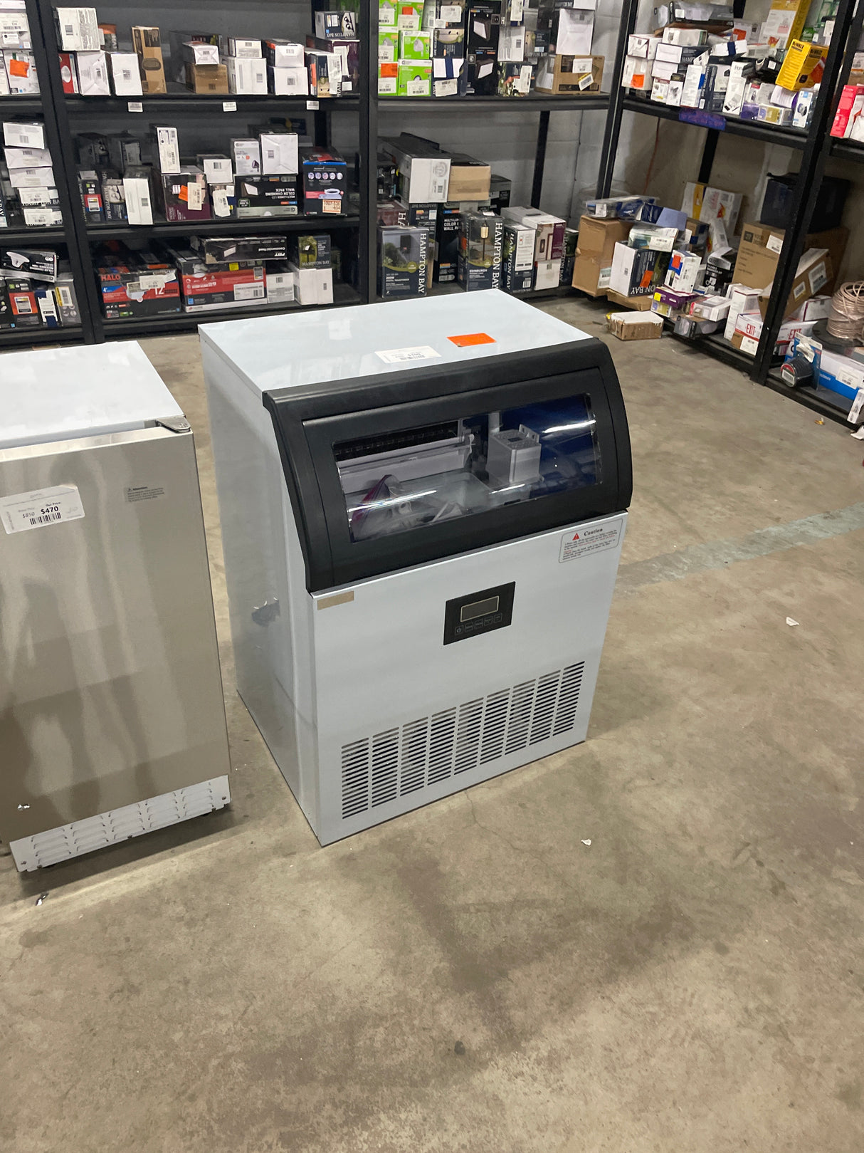 24 in. 300 lbs. Per Day Ice Maker in Silver 7,800 + Ice Cube Daily with Internal Blue LED Lighting and Adjustable Height