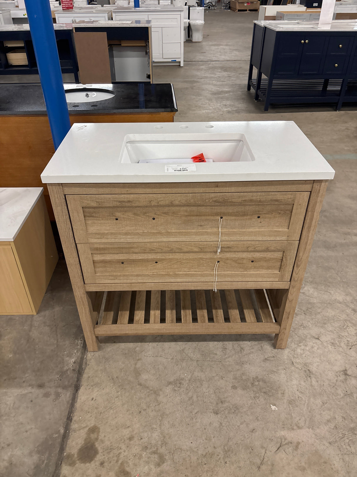 Autumn 36 in. W x 19 in. D x 34.5 in. H Single Sink Bath Vanity in Weathered Tan with White Engineered Stone Top