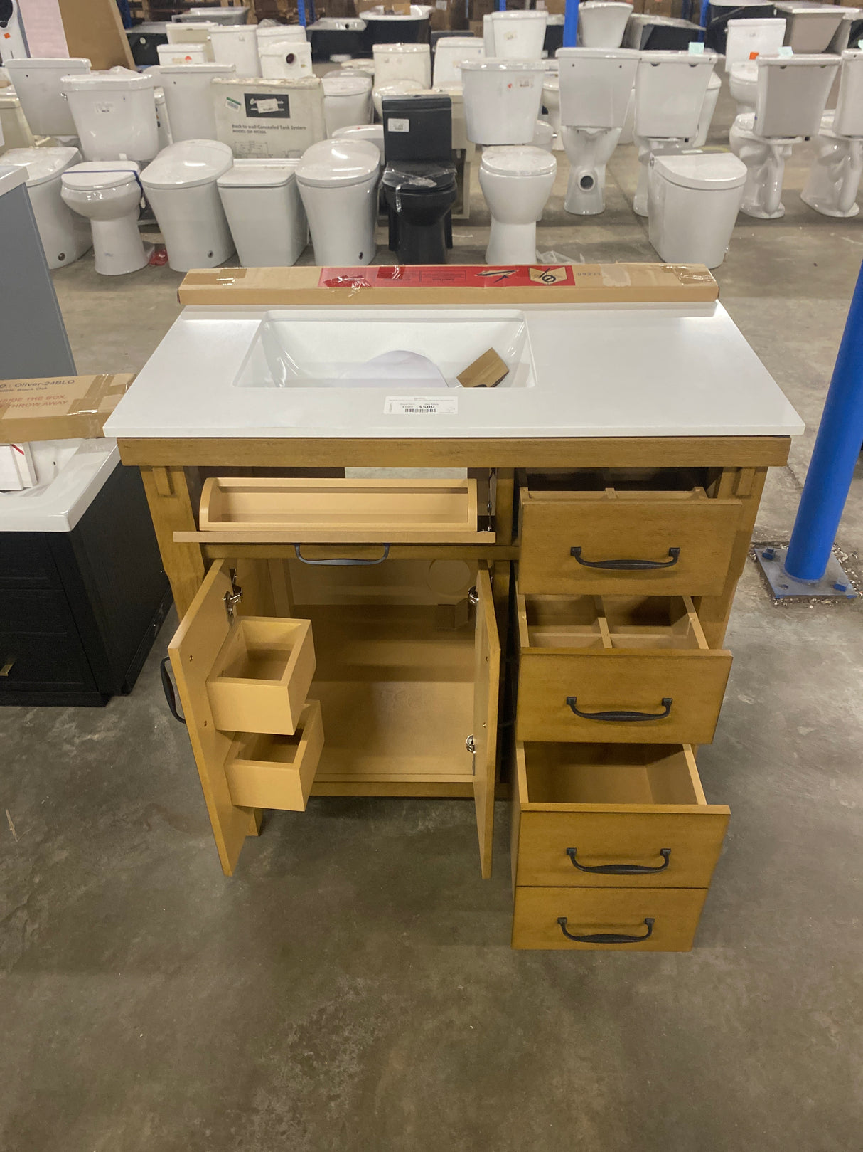 Bellington 36 in. W x 22 in. D x 34.5 in. H Bath Vanity in Almond Toffee with White Engineered Stone Top