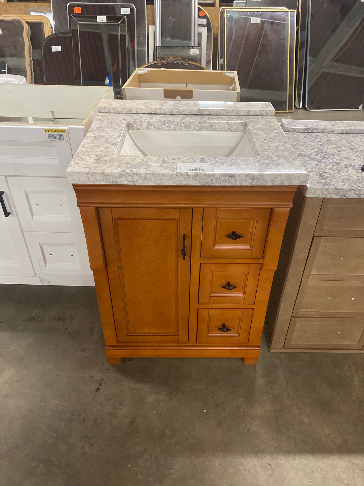 Naples 24 in. W x 21.63 in. D x 34 in. H Bath Vanity Cabinet with Cultured Marble Top in Warm Cinnamon
