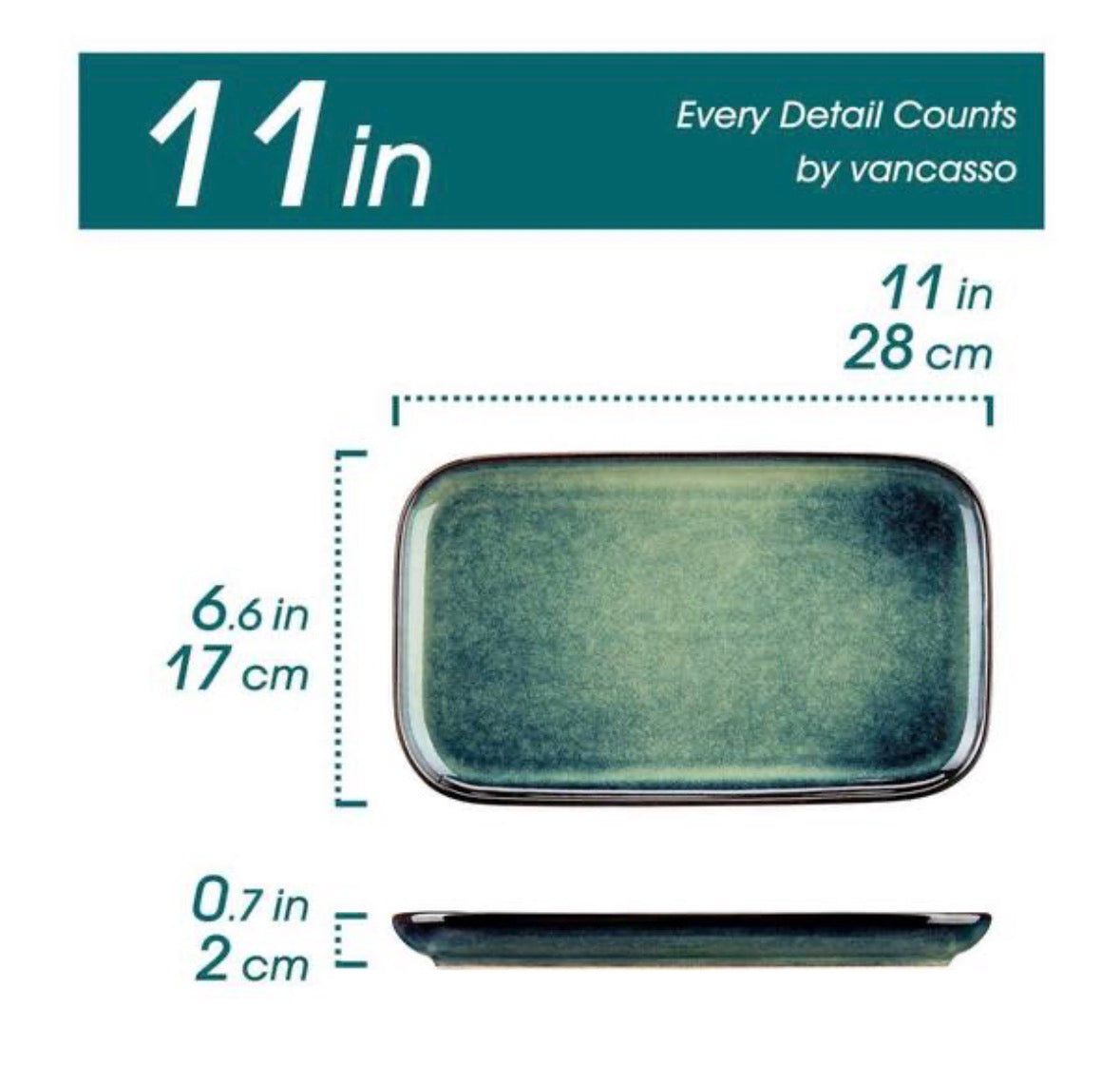 Green Serving Platter Set Stoneware Serving Plates Set of 4 Rectangular Serving Dish for Snacks Desserts Side Dishes