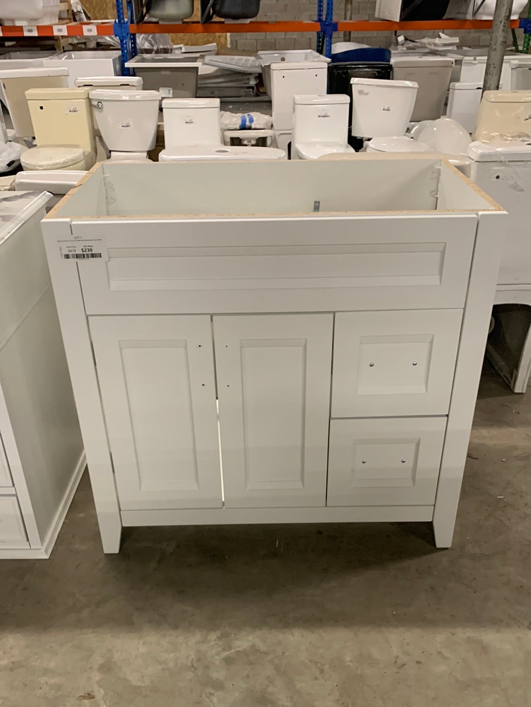 Ridge 36 in. W x 22 in. D x 34 in. H Bath Vanity Cabinet without Top in White