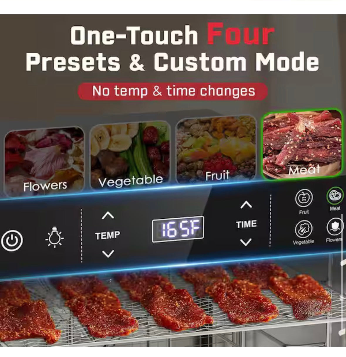 10 Trays Stainless Steel Food Dehydrator-Premium Electric Dehydrator with 4 Preset, Adjustable Timer&Temperature Control