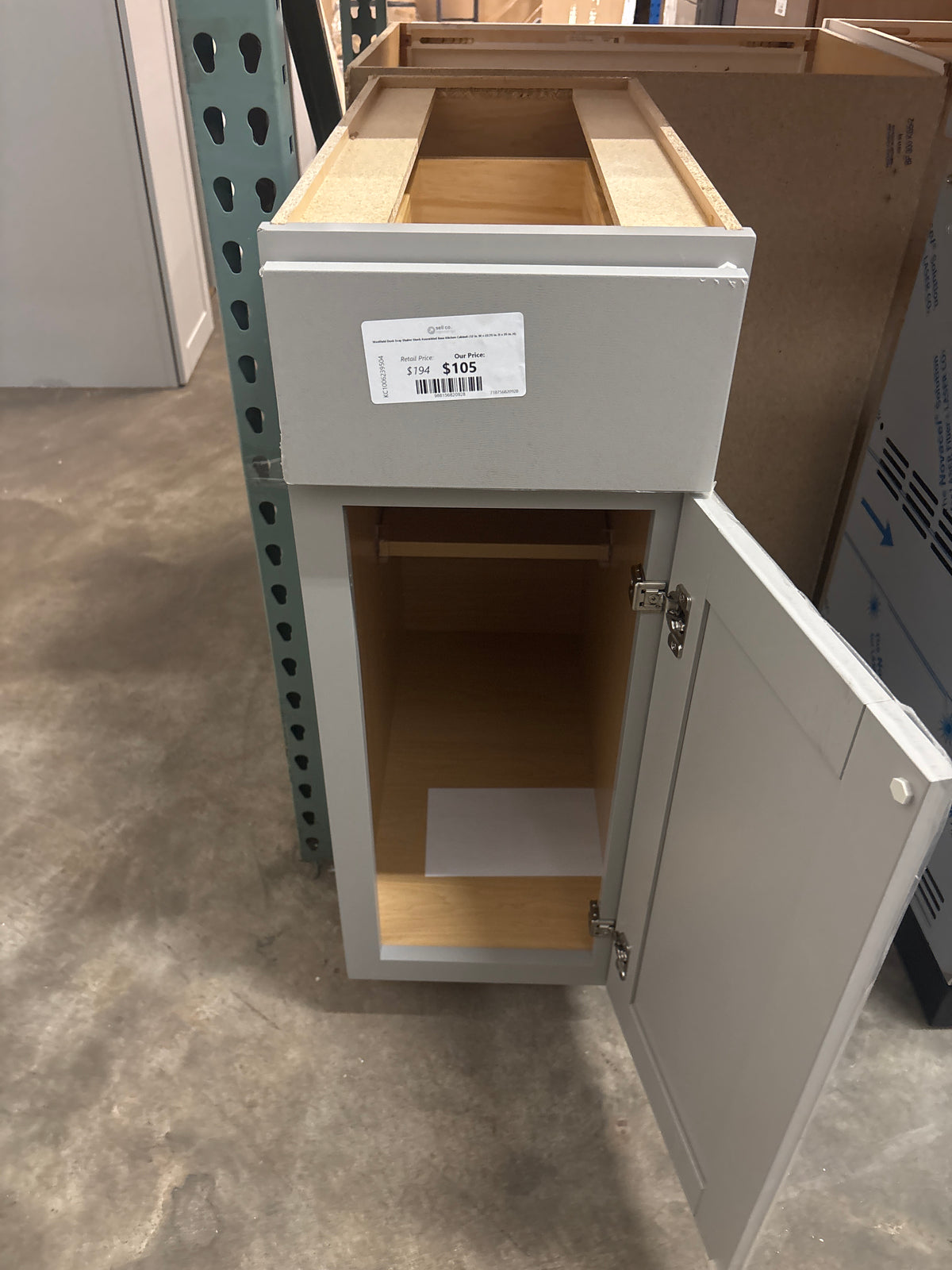 Westfield Dusk Gray Shaker Stock Assembled Base Kitchen Cabinet (12 in. W x 23.75 in. D x 35 in. H)