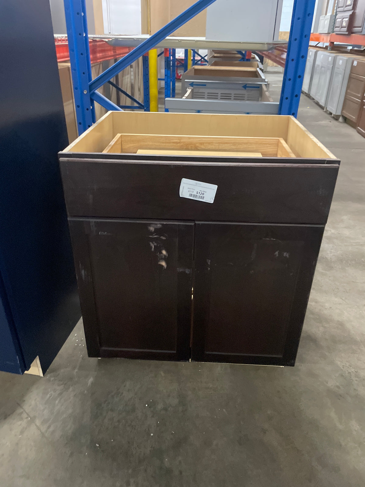 Shaker Java Stock Assembled Base Kitchen Cabinet with Ball-Bearing Drawer Glides (30 in. x 34.5 in. x 24 in.)