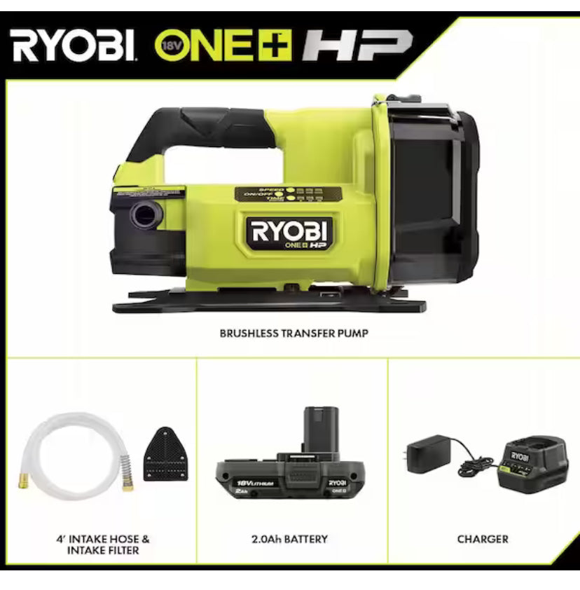 ONE+ HP 18V 1/4 hp Cordless Battery Powered Transfer Pump with 2.0 Ah Battery and Charger