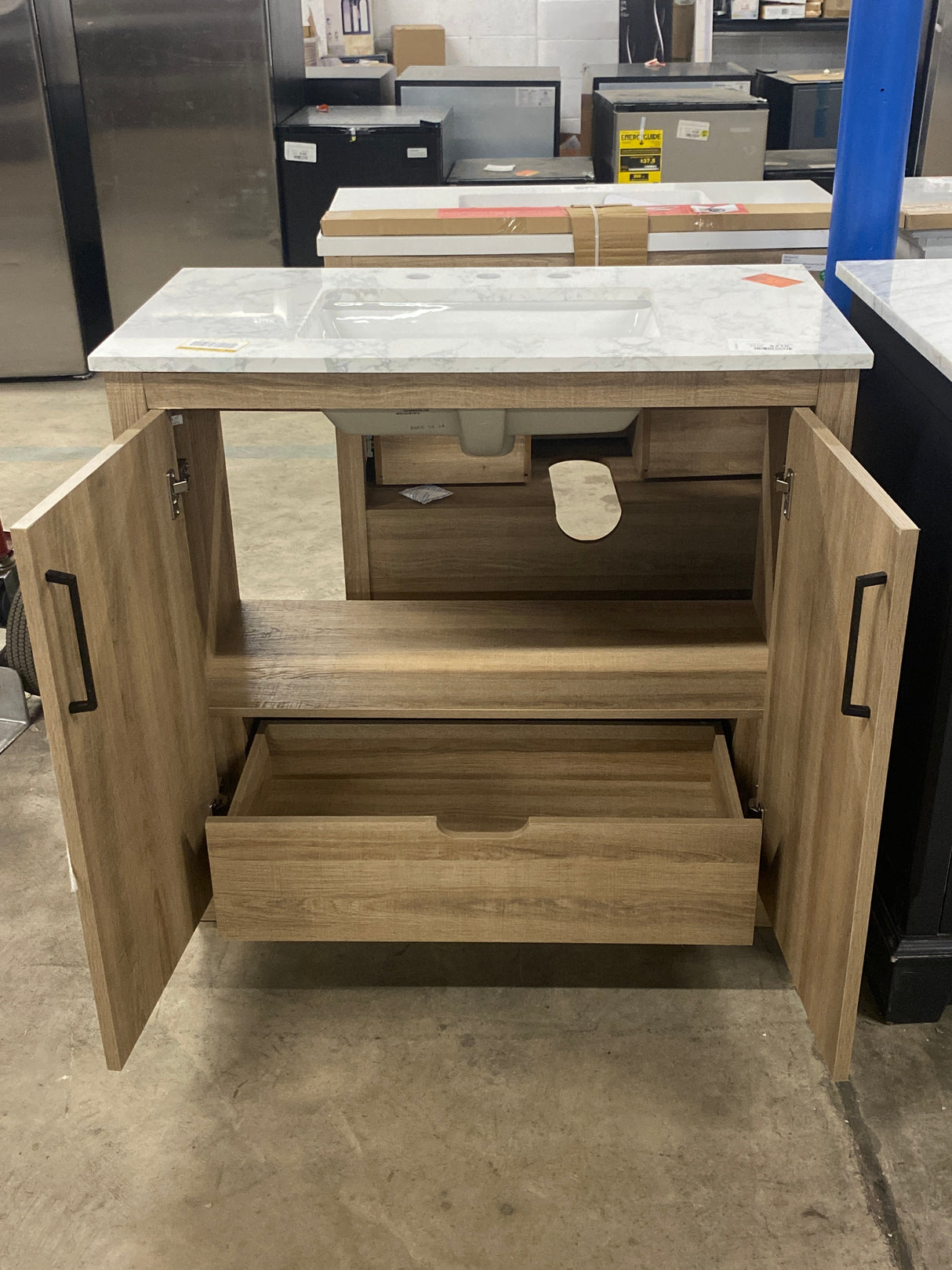 Huckleberry 36 in. W x 19 in. D x 34.5 in. H Bath Vanity in Natural Oak with White Cultured Marble Top