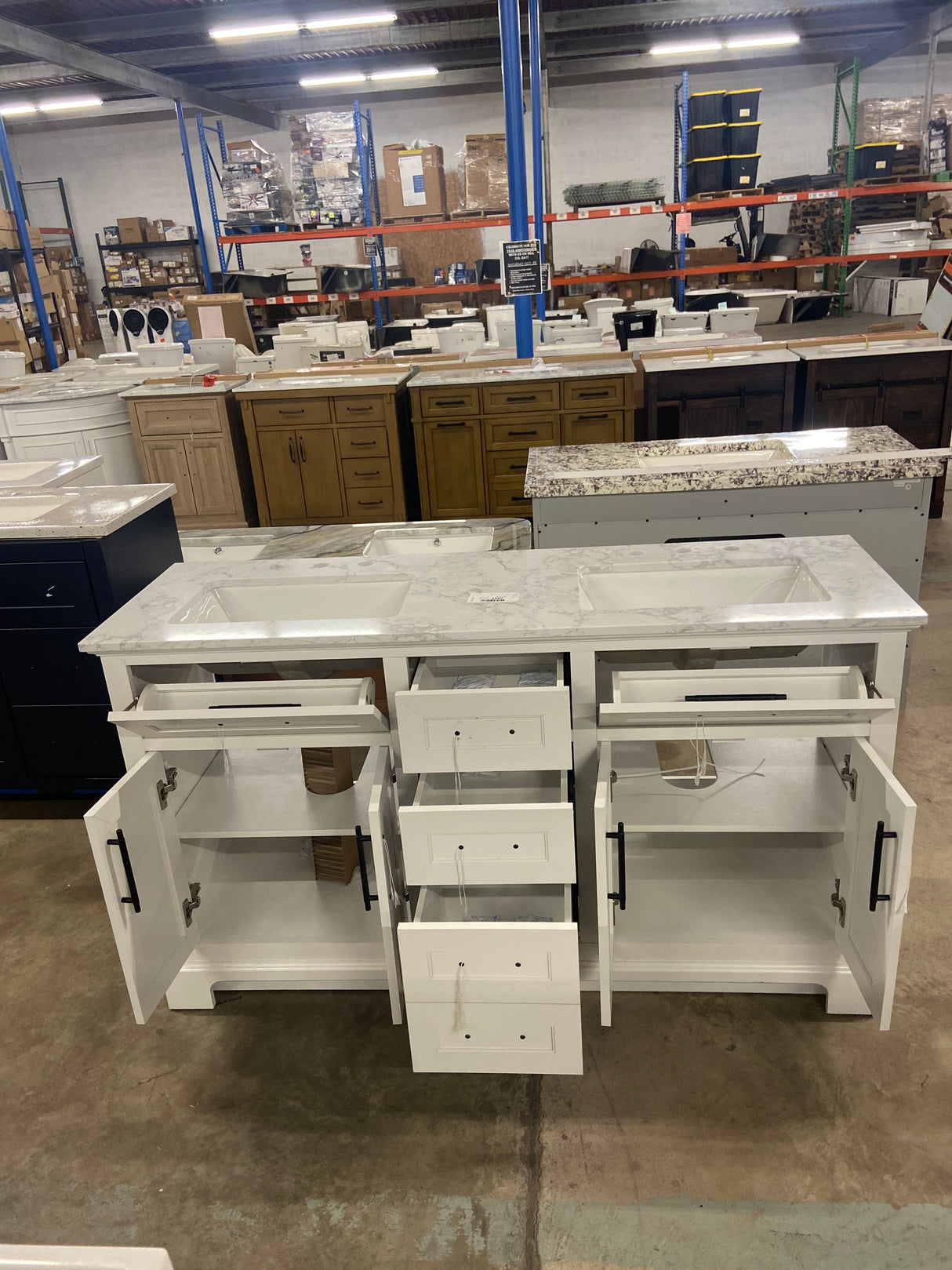 Doveton 60 in. W x 19 in. D x 34.50 in. H Bath Vanity in White with White Cultured Marble Top