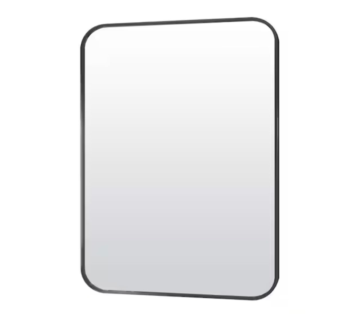 30 in. W x 40 in. H Rectangular Modern Aluminum Alloy Framed Rounded Black Wall Mirror