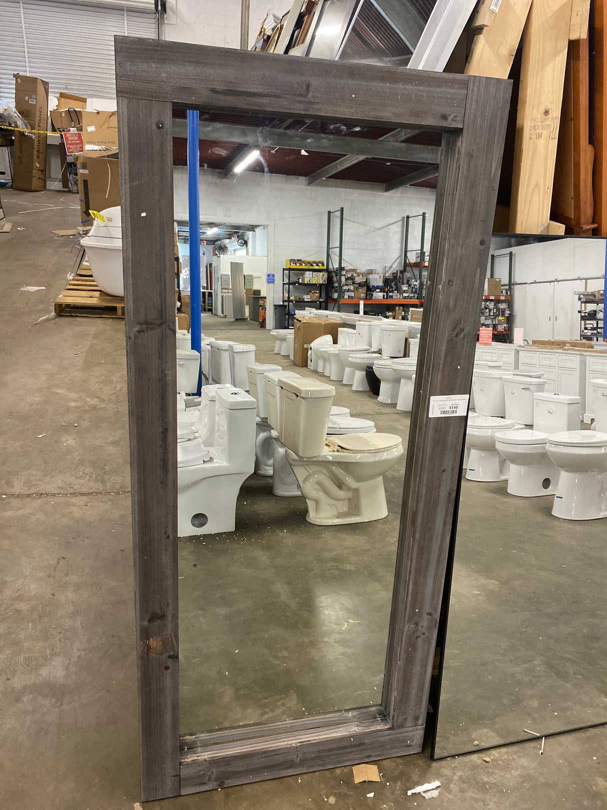 71 in. H x 32 in. W Rustic Rectangle Framed Charcoal Color Floor Leaning Mirror
