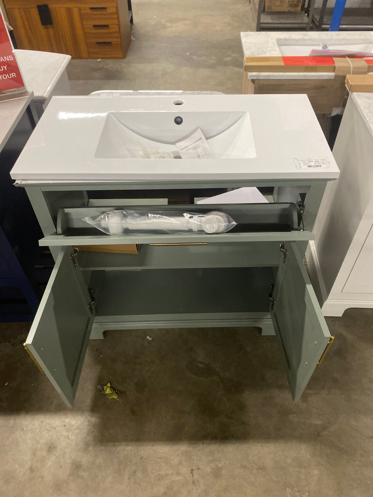 Doveton 36 in. Single Sink Sage Green Bath Vanity with Top and Faucet