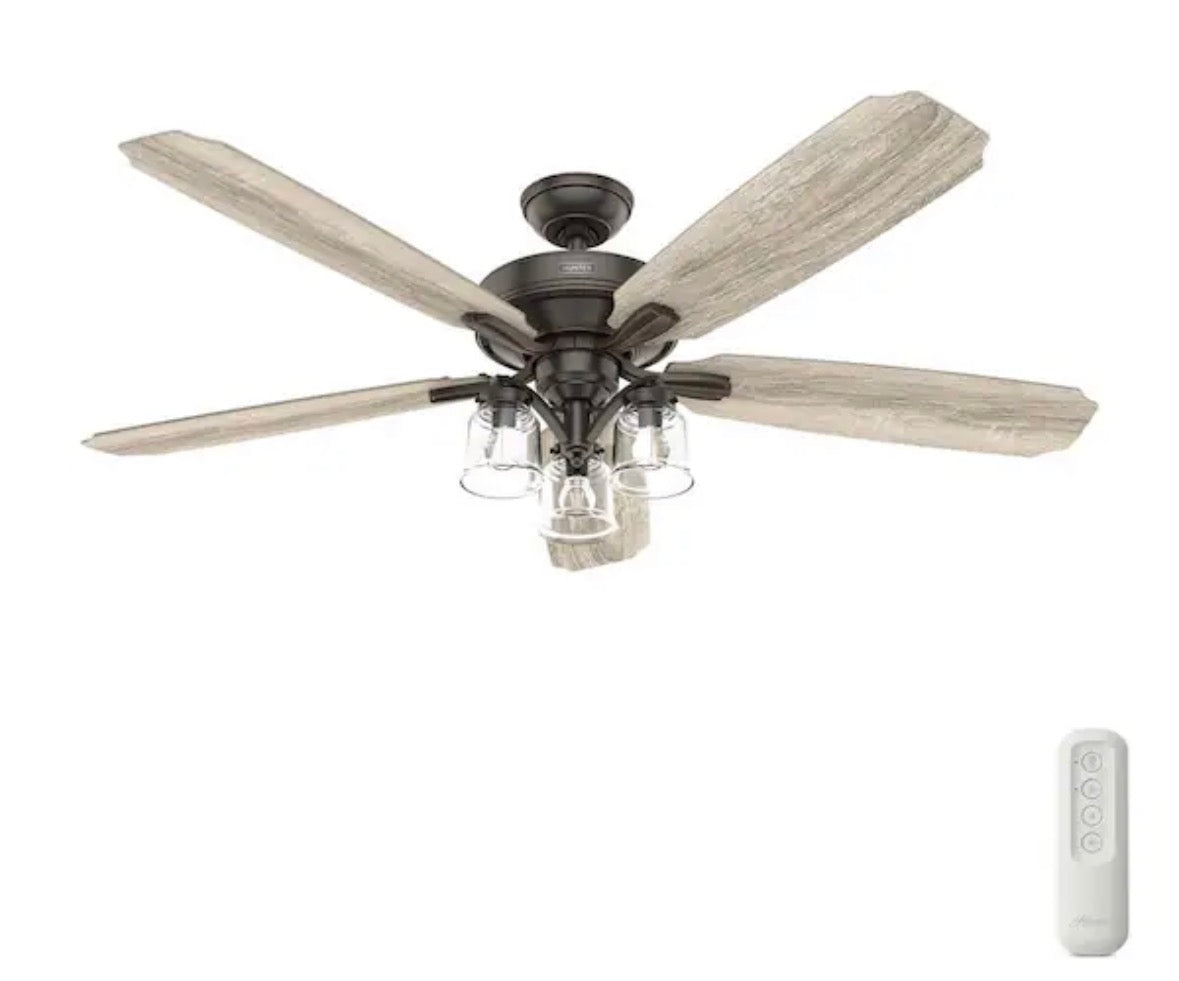 Newbury 60 in. Onyx Bengal Ceiling Fan with LED Light Kit and Remote