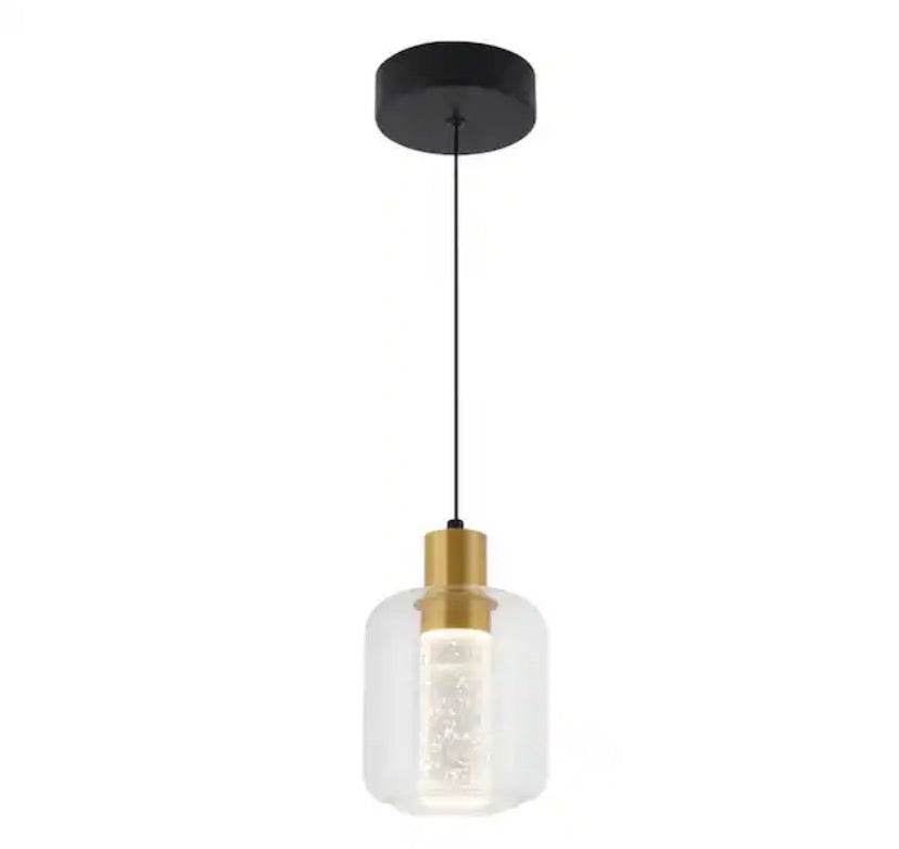 Essence Globe 6.5-Watt 1 Light Black and Gold Modern Integrated Mini Pendant Light Fixture for Kitchen Island