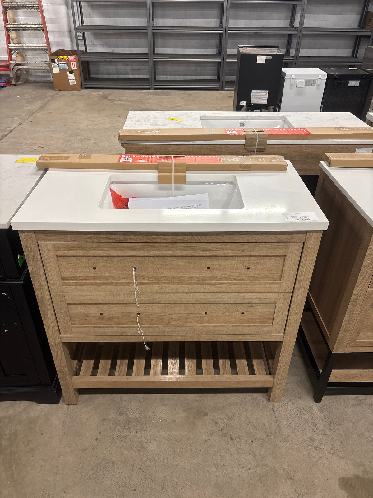 Autumn 36 in. W x 19 in. D x 34.5 in. H Single Sink Bath Vanity in Weathered Tan with White Engineered Stone Top