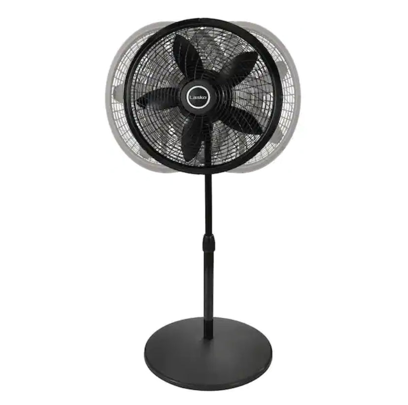 18 in. 3 Speed Oscillating Pedestal Fan with Adjustable Height, Easy Assembly, and Quiet Cooling for Any Room in Black