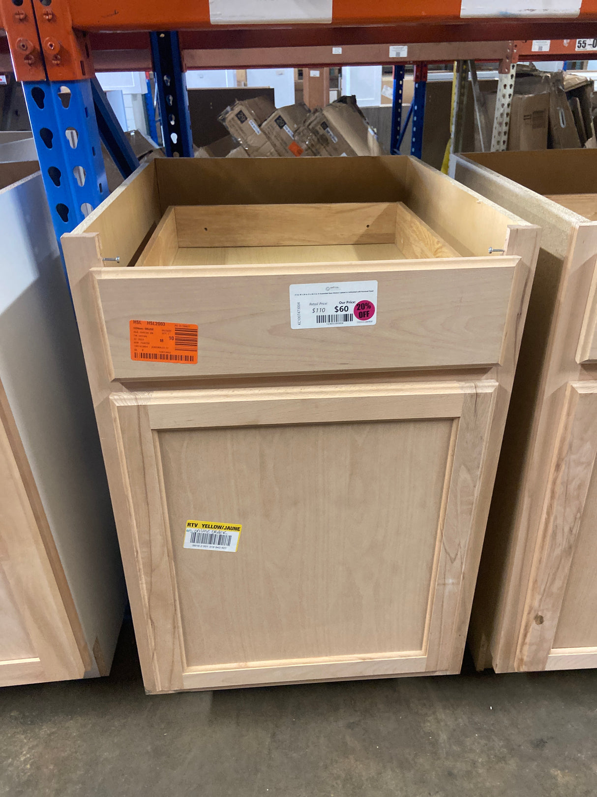 21 in. W x 24 in. D x 34.5 in. H Assembled Base Kitchen Cabinet in Unfinished with Recessed Panel