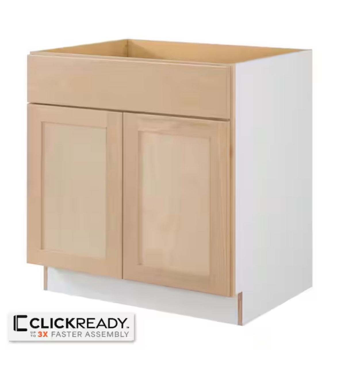 30 in. W x 24 in. D x 34.5 in. H Ready to Assemble Base Kitchen Cabinet in Unfinished with CLICKREADY Technology
