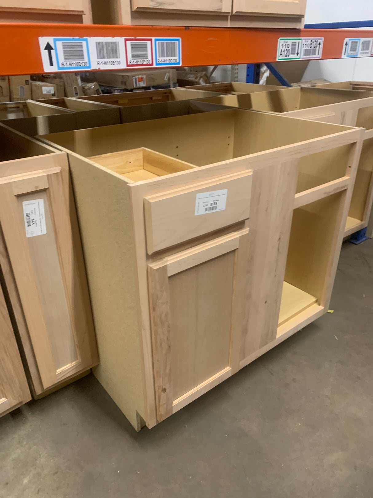 36 in. W x 24 in. D x 34.5 in. H Assembled Blind Corner Base Kitchen Cabinet in Unfinished with Recessed Panel