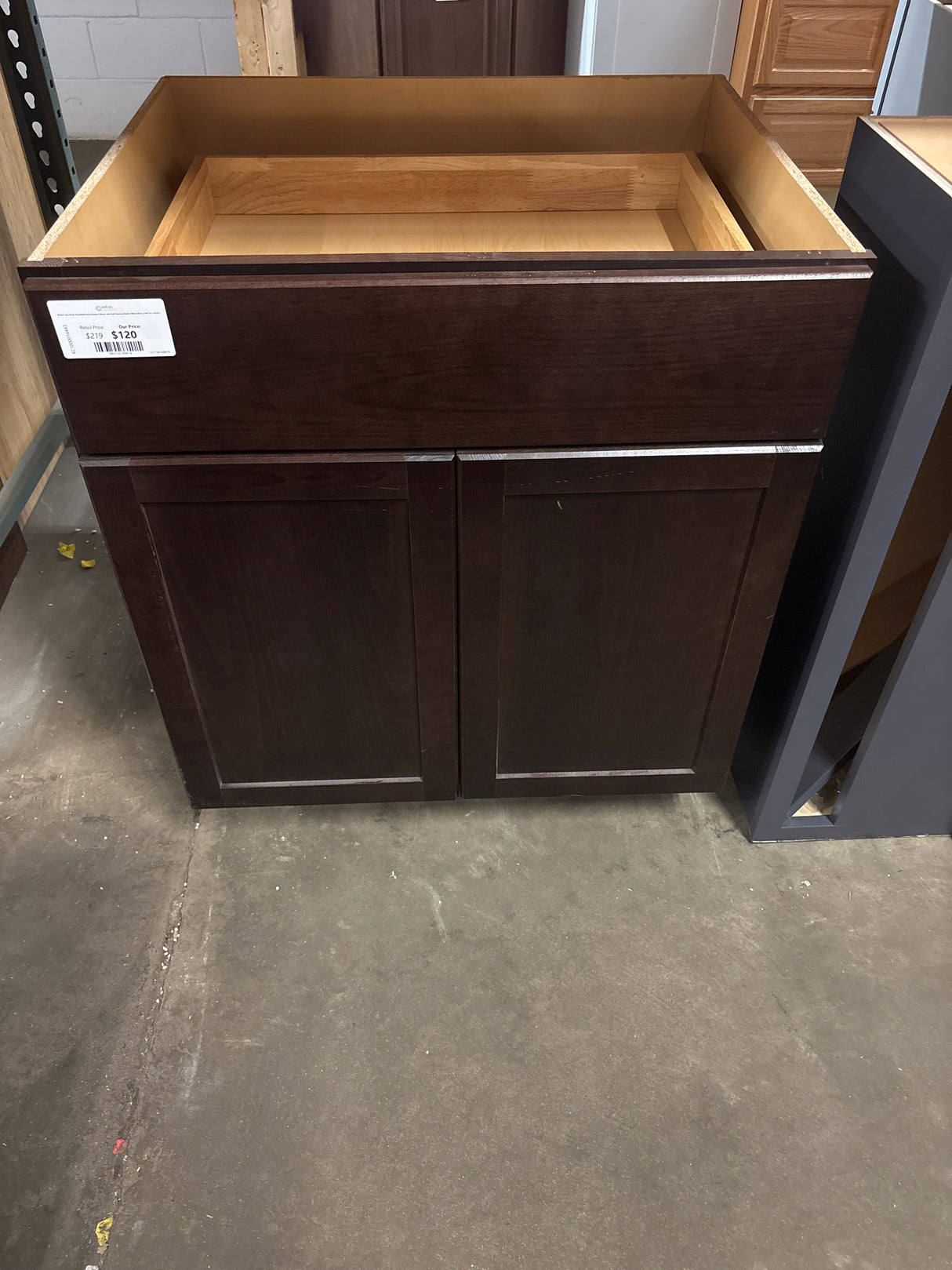 Shaker Java Stock Assembled Base Kitchen Cabinet with Ball-Bearing Drawer Glides (30 in. x 34.5 in. x 24 in.)