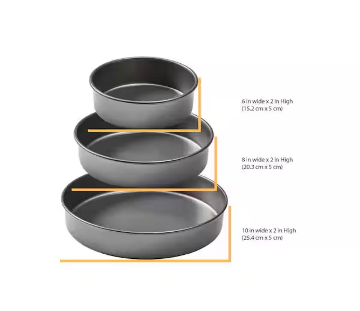 3-Piece Professional Non-Stick Round Cake Pan Set