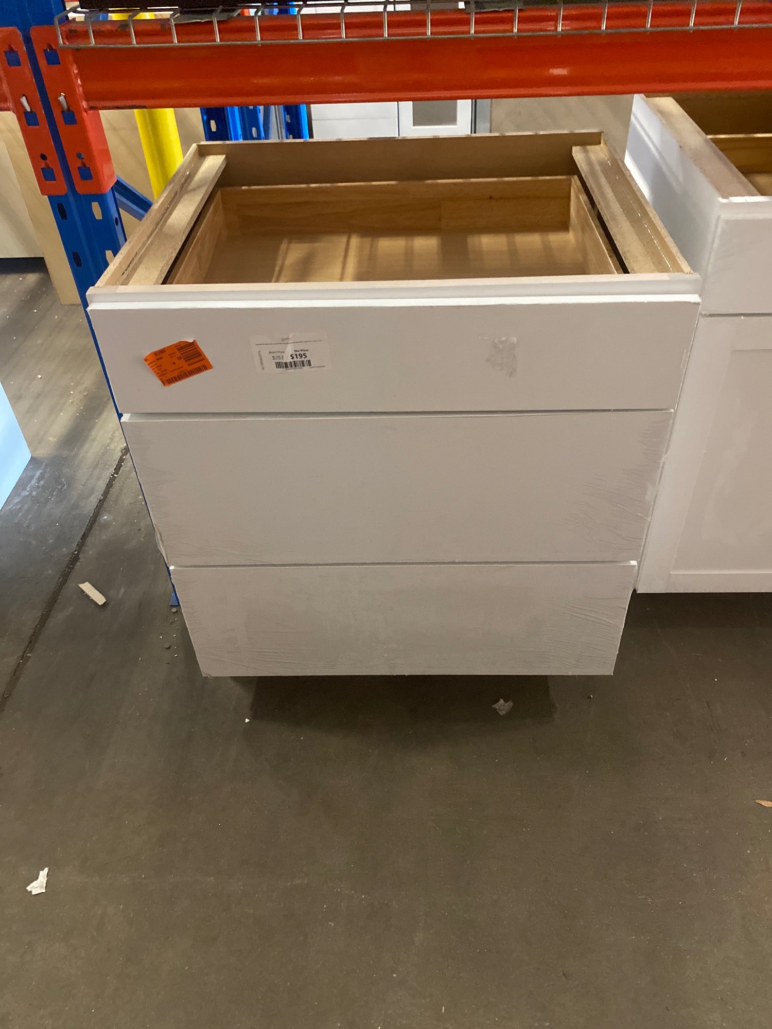 Courtland Polar White Finish Laminate Shaker Stock Assembled Drawer Base Kitchen Cabinet 30 in. x 34.5 in. x 24 in.