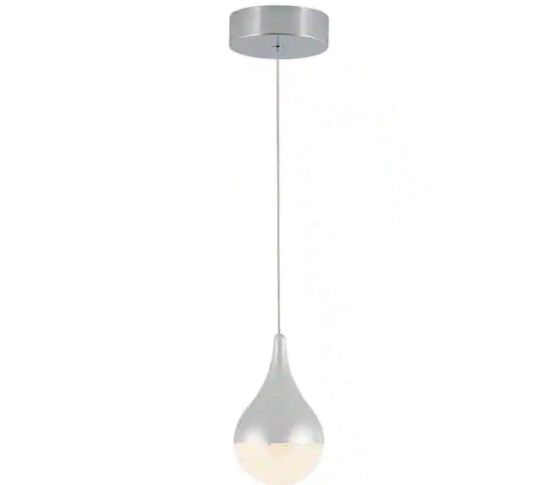Glitzer 6.5-Watt 1 Light Chrome Modern Integrated LED Mini Pendant Light Fixture for Kitchen Island