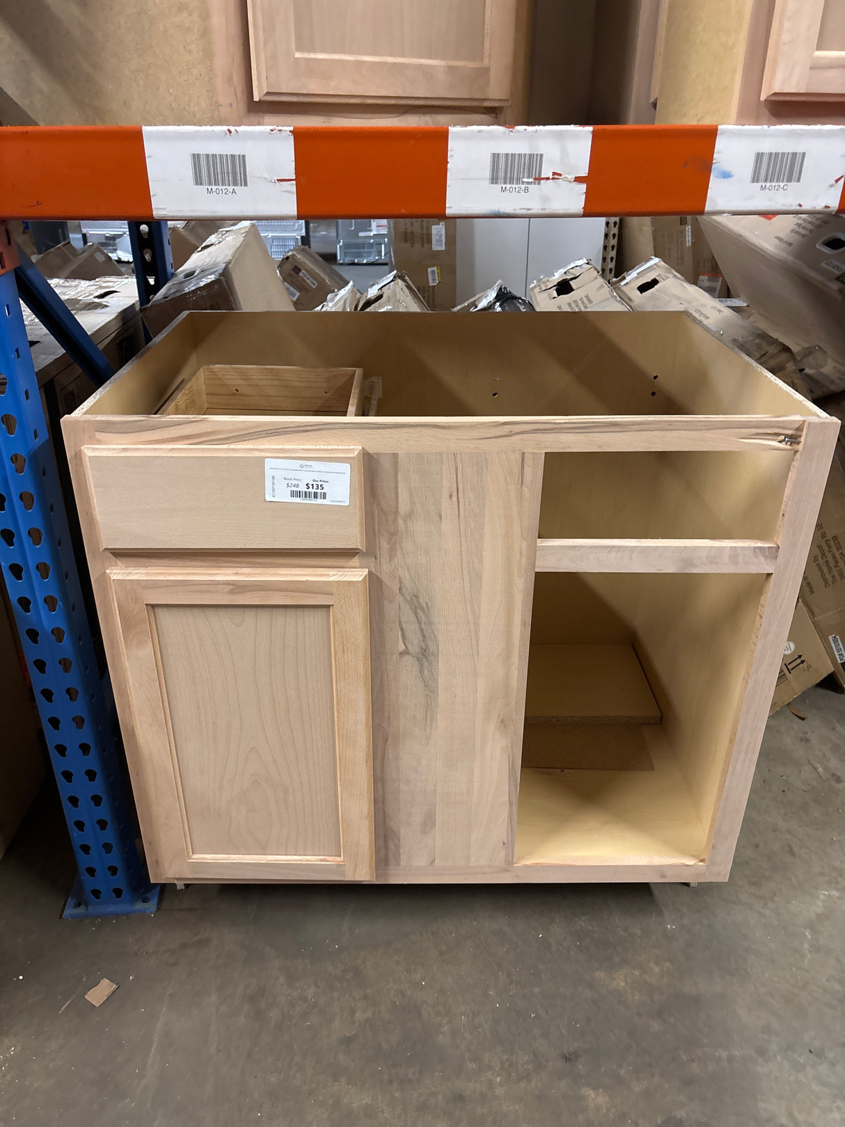 36 in. W x 24 in. D x 34.5 in. H Assembled Blind Corner Base Kitchen Cabinet in Unfinished with Recessed Panel