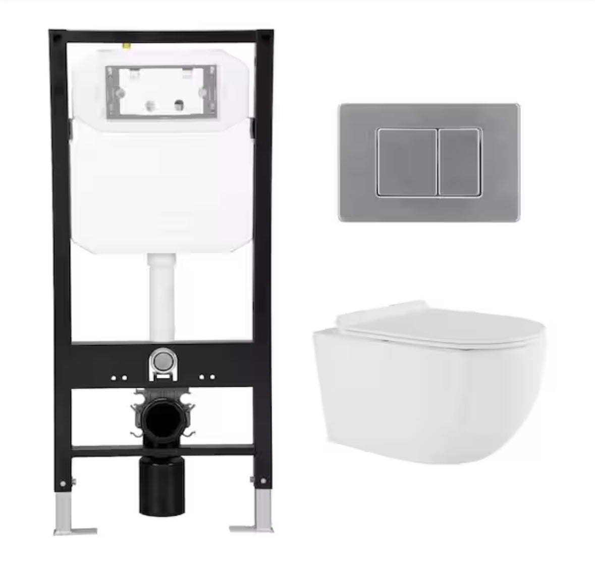 Capri 2-Piece Wall Hung Toilet 0.8/1.6 GPF Dual Flush Gravity Fed D Shape in White
