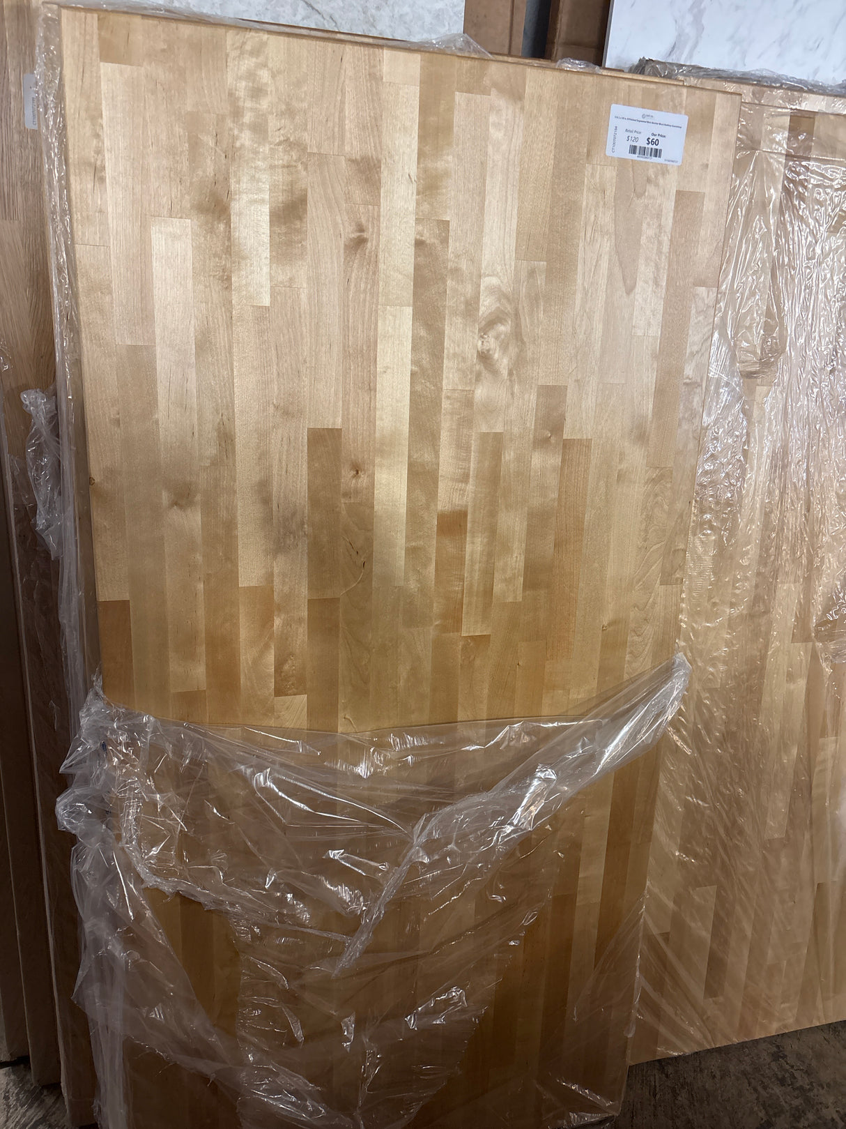 5 ft. L x 30 in. D Finished Engineered Birch Butcher Block Desktop Countertop