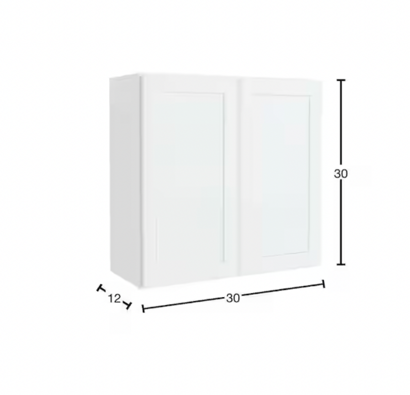 Courtland Shaker Assembled 30 in. x 30 in. x 12 in. Stock Wall Kitchen Cabinet in Polar White Finish