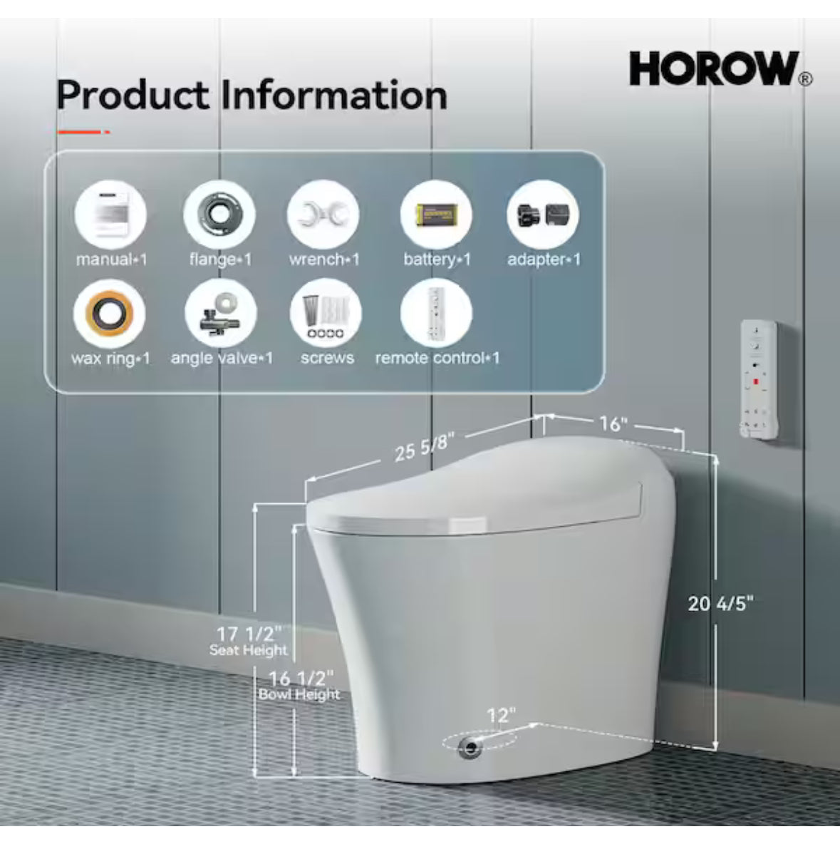 1/1.27 GPF Tankless Elongated Smart Toilet Bidet in White with Dual Flush System, Auto Flush, Heated Seat and Remote