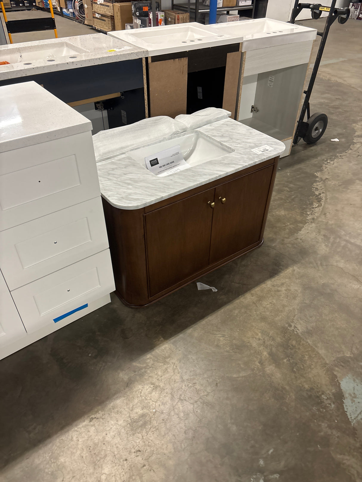 Collette 36 in. Single Sink Cinnamon Oak Bath Vanity with Carrara White Marble Top (Assembled)