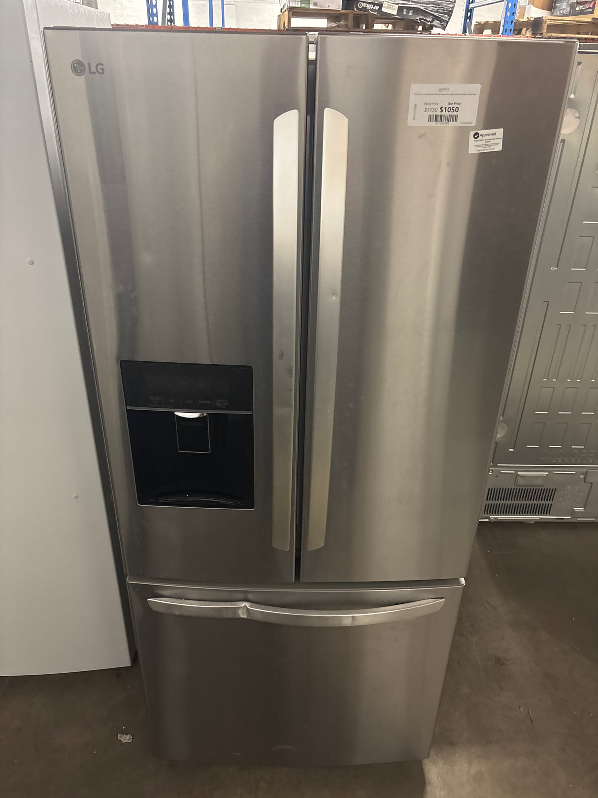 LG 21.8 cu. ft. 3-Door Smart French Door Refrigerator with Ice Maker and Water Dispenser in Stainless Steel