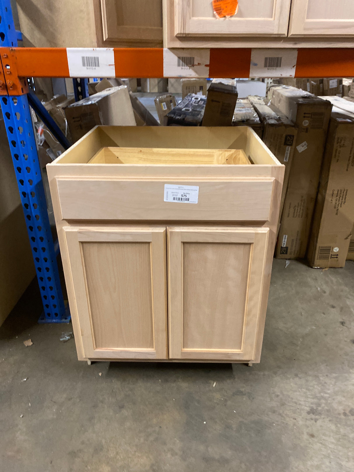 27 in. W x 24 in. D x 34.5 in. H Assembled Base Kitchen Cabinet in Unfinished with Recessed Panel