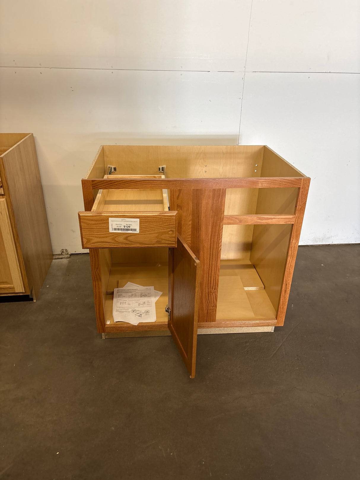 Hampton 36 in. W x 24 in. D x 34.5 in. H Assembled Blind Base Cabinet in Medium Oak