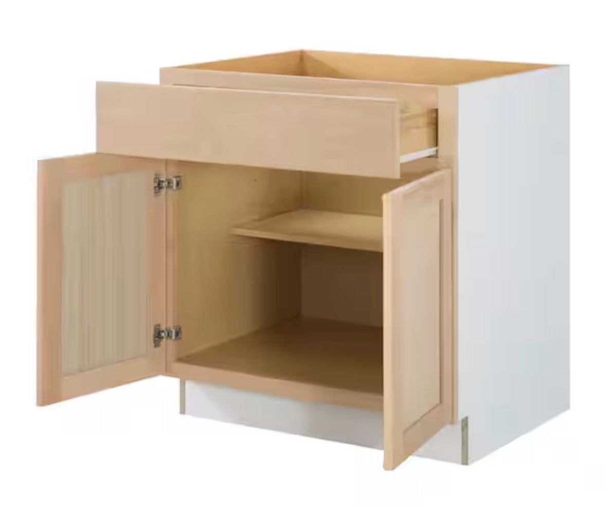 30 in. W x 24 in. D x 34.5 in. H Ready to Assemble Base Kitchen Cabinet in Unfinished with CLICKREADY Technology