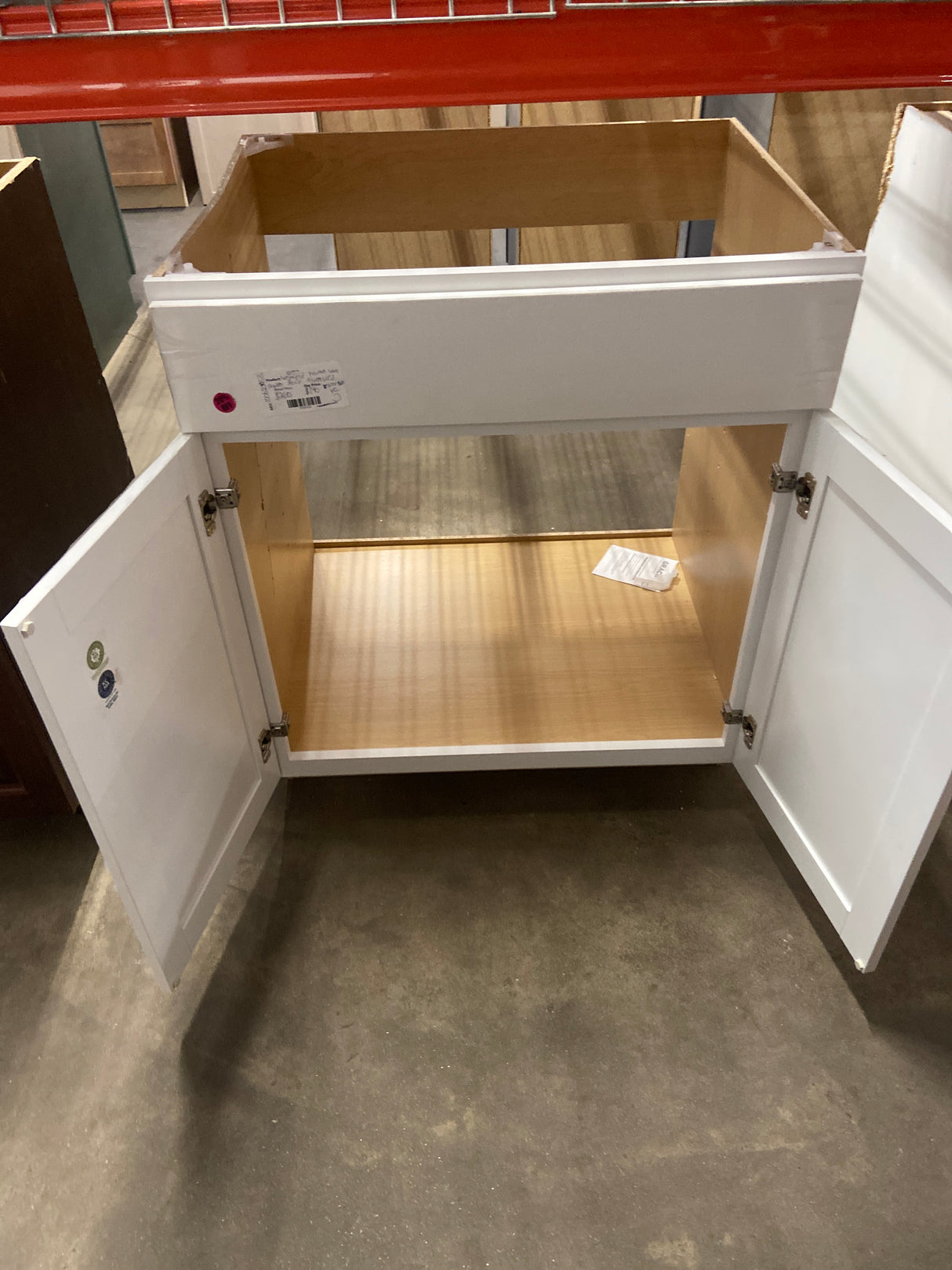 Westfield Feather White Shaker Stock Sink Base Kitchen Cabinet (30 in. W x 23.75 in. D x 35 in. H)