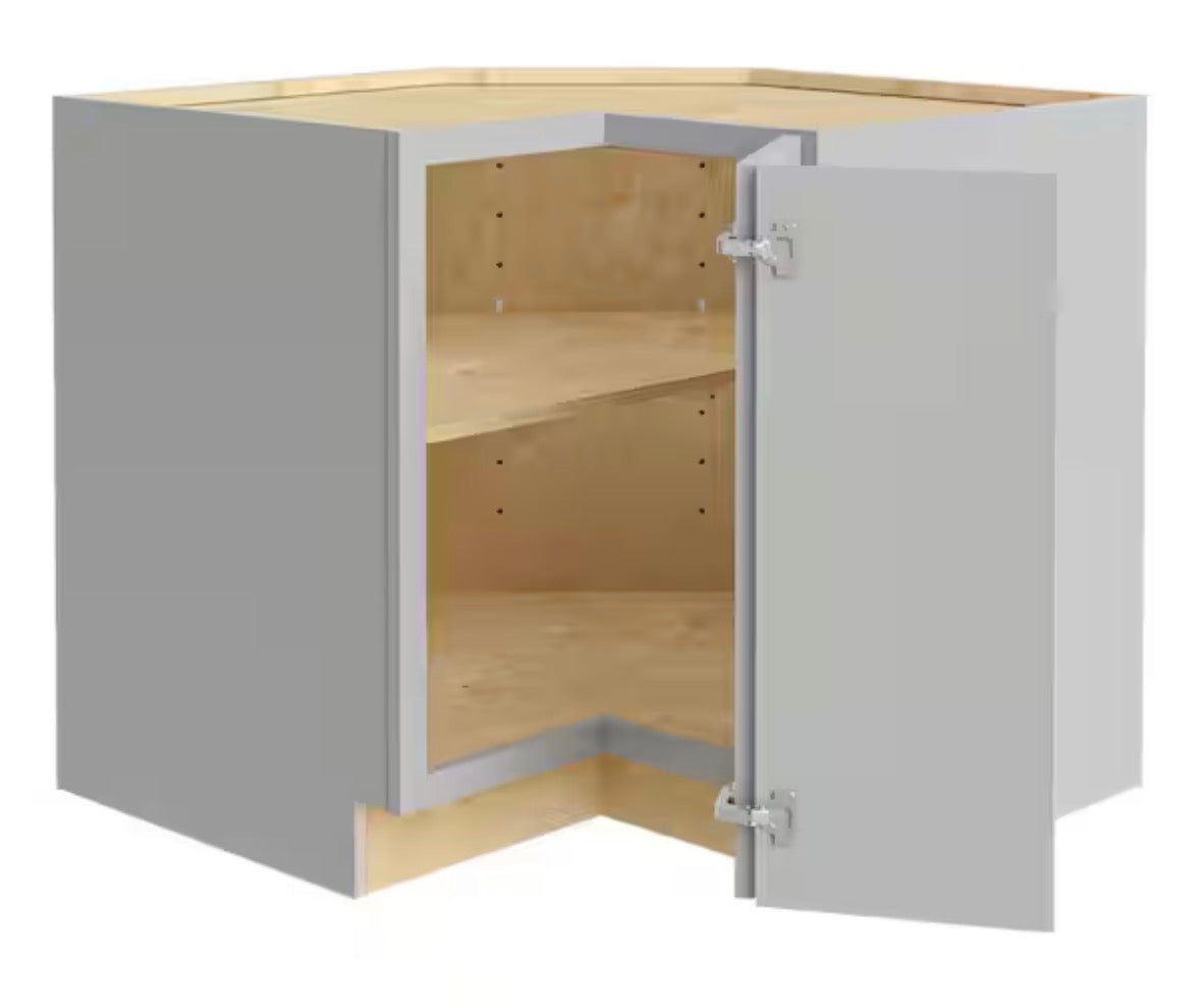 36 in. W x 34.5 in. H Ready to Assemble Plywood Shaker Lazy Susan Corner Cabinet in Dove Gray