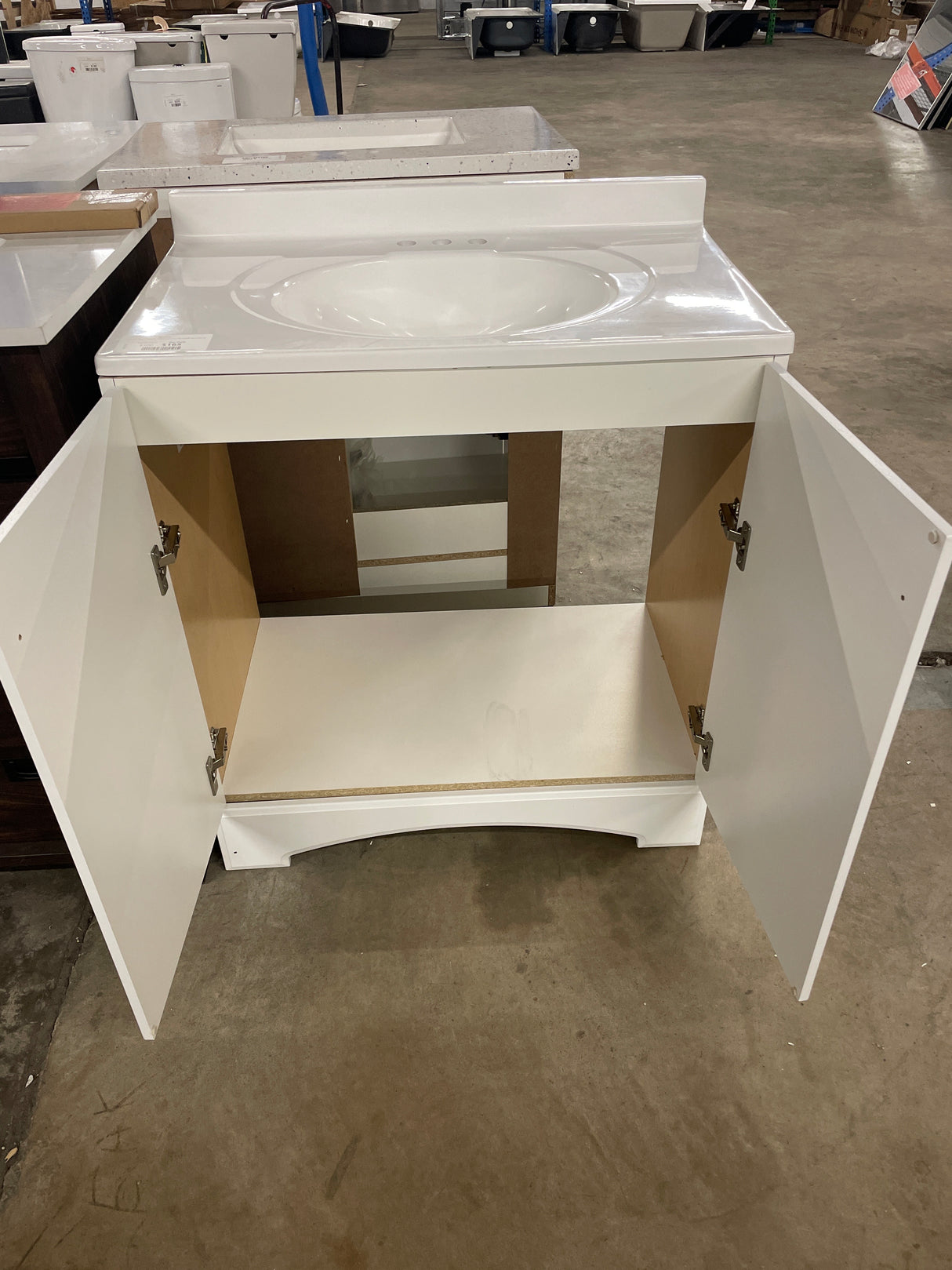 31 in. W x 19 in. D x 35 in. H Single Sink Freestanding Bath Vanity in White with White Cultured Marble Top