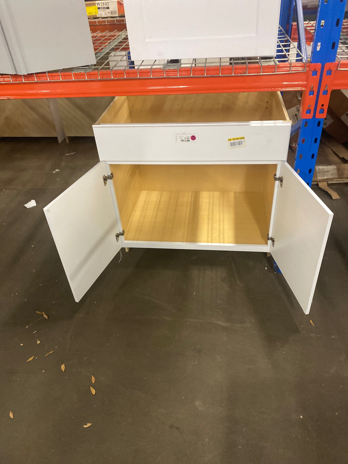 Shaker Satin White Stock Assembled Sink Base Kitchen Cabinet (36 in. x 34.5 in. x 24 in.)