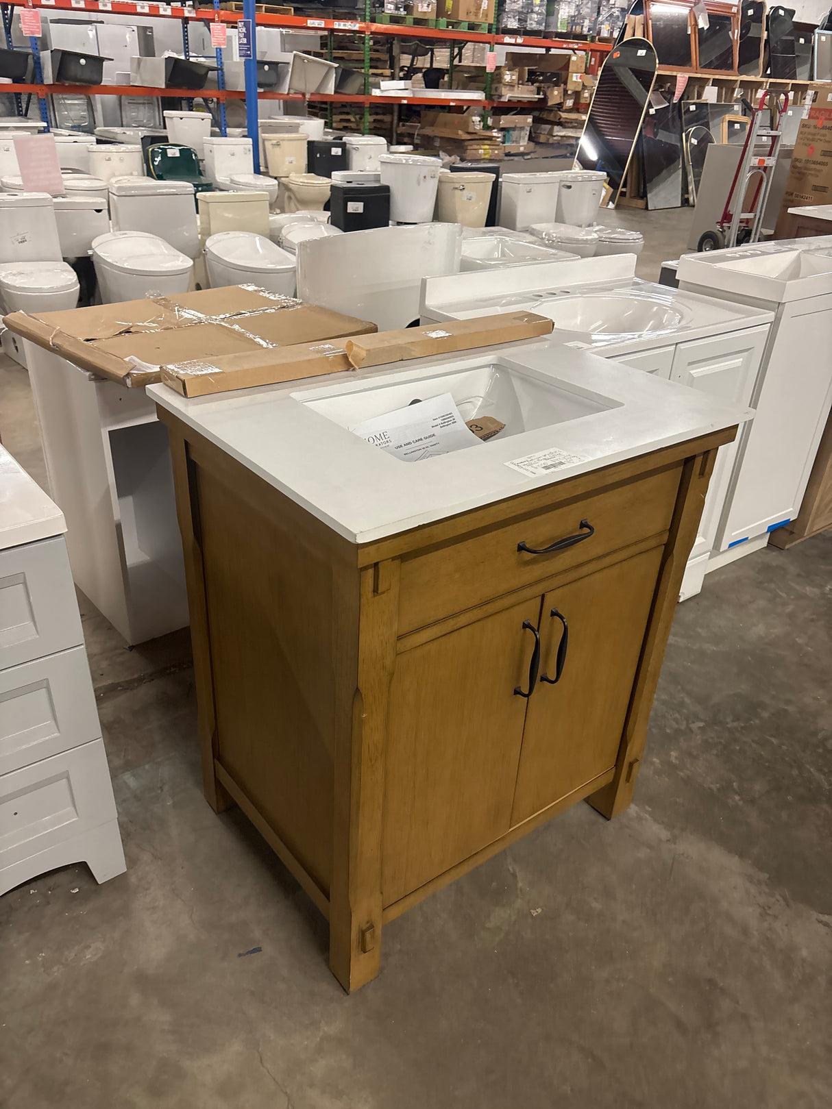 Bellington 30 in. W x 22 in. D x 34.5 in. H Bath Vanity in Almond Toffee with White Engineered Stone Top